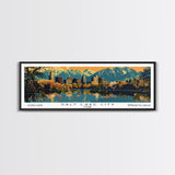 Salt Lake City Utah Panoramic Wall Art, Mid Century Modern Framed Canvas Print, Retro Pop Art Travel Poster, City Art, Office Wall Decor, Living Room Art