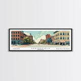 Springfield Illinois Panoramic Art, Mid Century Modern Framed Canvas Print, Retro Pop Art Travel Poster, Office Wall Art, Home Decoration