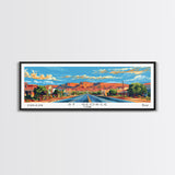 St. George Utah Panoramic Wall Art, Mid Century Modern Framed Canvas Print, Retro Pop Art Travel Poster, Office Wall Decor and Gift Idea