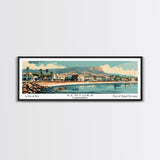 Ventura California Panoramic Wall Art, Mid Century Modern Framed Canvas Print, Retro Pop Art Travel Poster, City Art, Home Decoration