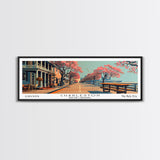 Charleston South Carolina Panoramic Painting, Framed Canvas Print, Mid Century Modern Wall Art, Retro Pop Art Travel Poster, Home Decor, City Art