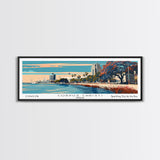 Corpus Christi Texas Panoramic Painting, Framed Canvas Print, Mid Century Modern Wall Art, Retro Pop Art Travel Poster, Office Decor, City Art