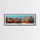 El Paso Texas Panoramic Painting, Framed Canvas Print, Mid Century Modern Wall Art, Retro Pop Art Travel Poster, Home Decor, City Art