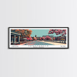 Fayetteville North Carolina Panoramic Painting, Framed Canvas Print, Mid Century Modern Wall Art, Retro Pop Art Travel Poster, Home Decor, City Art