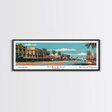 Hialeah Florida Panoramic Wall Art, Framed Canvas Print, Mid Century Modern Style, Retro Pop Art Travel Poster, Living Room Art, Cityscape Decor, Office Wall Art