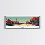 Killeen Texas Panoramic Painting, Mid Century Modern Framed Canvas Print, City Art, Retro Pop Art Travel Poster, Living Room Decor, Office Art, Cityscape Wall Art