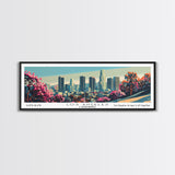 Los Angeles California Mid Century Modern Framed Canvas Print, Retro Pop Art Travel Poster, Home Decor, City Art, Panoramic Painting