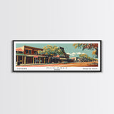 McKinney Texas Panoramic Painting, Mid Century Modern Framed Canvas Print, Retro Pop Art Travel Poster, Living Room Wall Decor