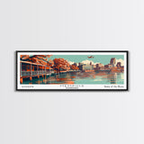 Memphis Tennessee Panoramic Wall Art, Mid Century Modern Framed Canvas Print, Retro Pop Art Travel Poster, Office Decor, Cityscape Art