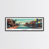 Oxnard California Panoramic Painting, Mid Century Modern Framed Canvas Print, Retro Pop Art Travel Poster, Living Room Decor, City Art