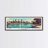 Philadelphia Pennsylvania Panoramic Painting, Mid Century Modern Framed Canvas Print, Retro Pop Art Travel Poster, Home Decor, Cityscape Art