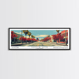 Santa Ana California Panoramic Wall Art, Mid Century Modern Framed Canvas Print, Retro Pop Art Cityscape, Travel Poster, Living Room Decor