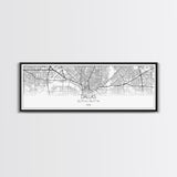 Panoramic Dallas City Map, Texas Art, Map Print, Minimalist Wall Art, Canvas Art, Housewarming Gift, Street Map Art, Closing Gift