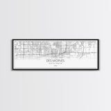 Panoramic Des Moines City Map, Iowa Art, Map Print, Minimalist Wall Art, Canvas Art, Housewarming Gift, Street Map Art, Closing Gift