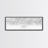 Panoramic Dublin City Map, Ireland Art, Map Print, Minimalist Wall Art, Canvas Art, Housewarming Gift, Street Map Art, Closing Gift