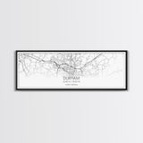 Panoramic Durham City Map, North Carolina Art, Map Print, Minimalist Wall Art, Canvas Art, Housewarming Gift, Street Map Art, Closing Gift