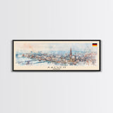 Aachen Germany  Panoramic Travel Poster, Framed Canvas Print or Metal Wall Art, Travel Art, Home Decor, Panoramic Painting, Midcentury Art