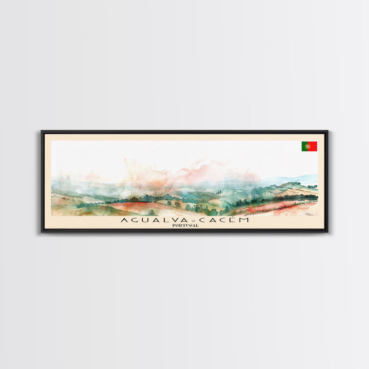 Agualva Portugal Wall Art, Panoramic Travel Poster, Panoramic Framed Canvas Print, City Wall Art, Wall Hanging Home Decor, Travel Art