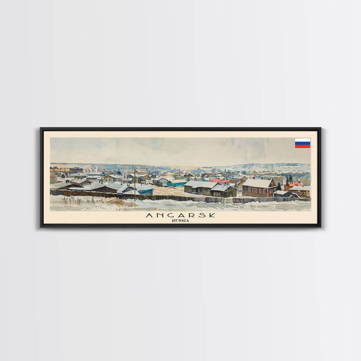 Angarsk Russia Panoramic Travel Poster, Framed Canvas Print or Metal Wall Art, Travel Art, Home Decor, Panoramic Painting, Midcentury Art