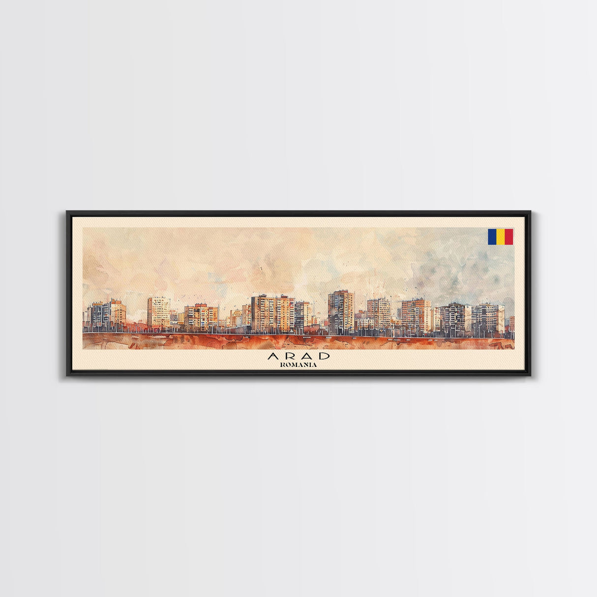 Arad Romania Travel Art, City Art, Framed Canvas Print or Metal Wall Art, Europe Travel Poster, Panoramic Wall Art, Extra Wide Wall Art