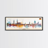 Augsburg Germany Panoramic Travel Poster, Framed Canvas Print or Metal Wall Art, Travel Art, Home Decor, Panoramic Painting, Midcentury Art