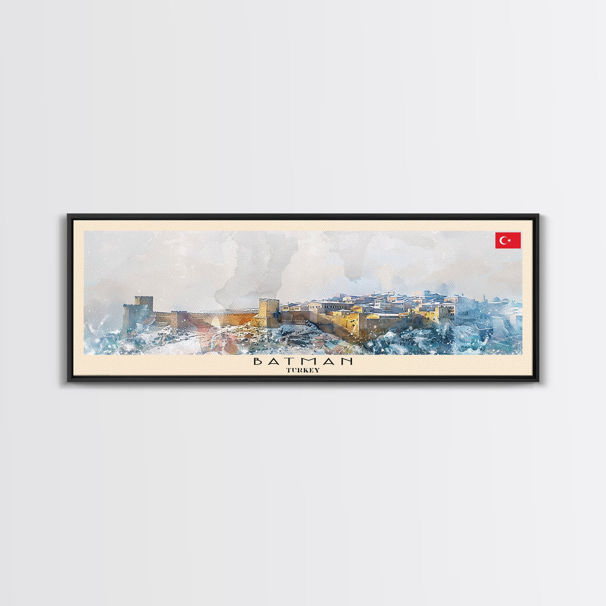 Batman Turkey Panoramic Travel Poster, Framed Canvas Print or Metal Wall Art, Travel Art, Home Decor, Panoramic Painting, Midcentury Art