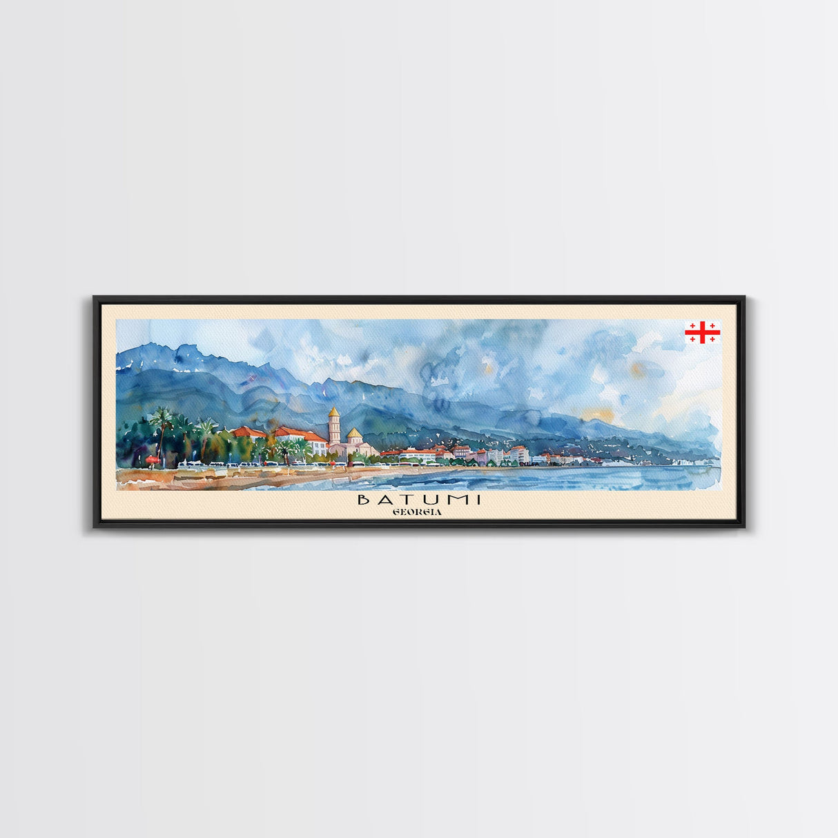 Batumi Georgia Wall Art, Panoramic Travel Poster, Panoramic Framed Canvas Print, City Wall Art, Wall Hanging Home Decor, Travel Art