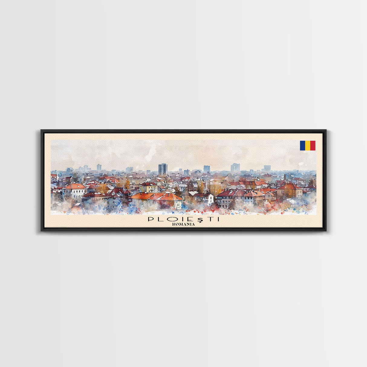 Ploiesti Romania Wall Art, Panoramic Travel Poster, Panoramic Framed Canvas Print, City Wall Art, Wall Hanging Home Decor, Travel Art