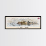 Plymouth United Kingdom Panoramic Travel Poster, Framed Canvas Print or Metal Wall Art, Travel Art, Home Decor, Panoramic Painting, Midcentury Art