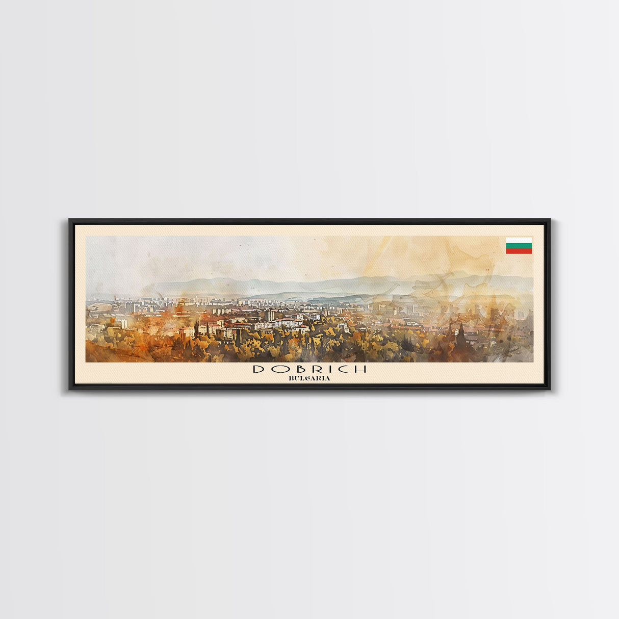 Dobrich Bulgaria Travel Art, City Art, Framed Canvas Print or Metal Wall Art, Europe Travel Poster, Panoramic Wall Art, Extra Wide Wall Art