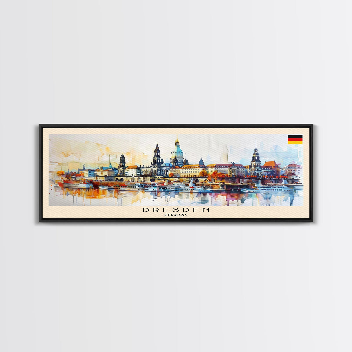 Dresden Germany Travel Art, City Art, Framed Canvas Print or Metal Wall Art, Europe Travel Poster, Panoramic Wall Art, Extra Wide Wall Art