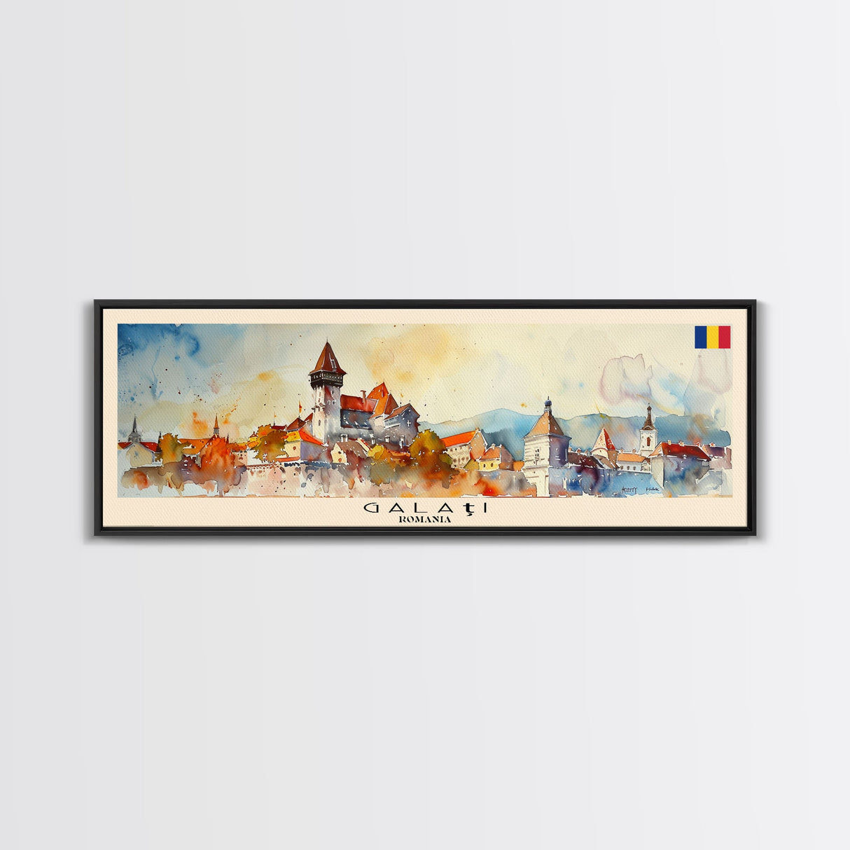 Galati Romania Travel Art, City Art, Framed Canvas Print or Metal Wall Art, Europe Travel Poster, Panoramic Wall Art, Extra Wide Wall Art