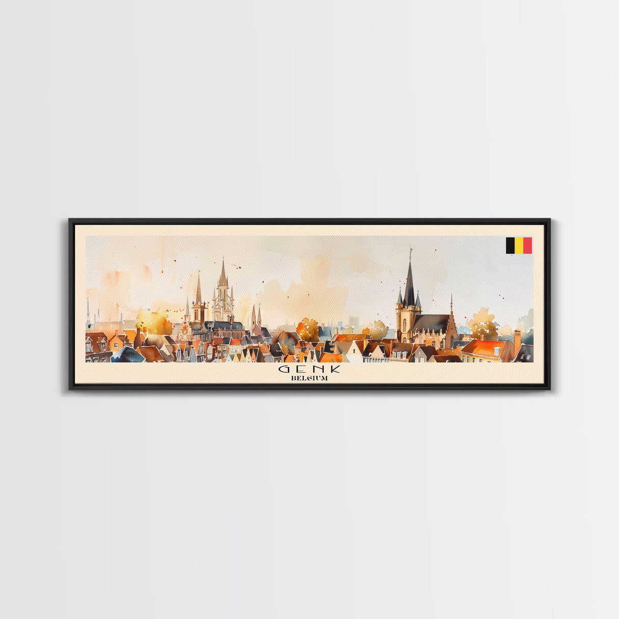 Genk Belgium Travel Print Wall Art, Panoramic City Art, Travel Art, Wall Decor, Vacation Gift, Framed Canvas Print Or Metal Art