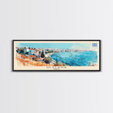 Glyfada Greece Wall Art, Panoramic Travel Poster, Panoramic Framed Canvas Print, City Wall Art, Wall Hanging Home Decor, Travel Art