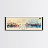 Hamburg Germany Travel Print Wall Art, Panoramic City Art, Travel Art, Wall Decor, Vacation Gift, Framed Canvas Print Or Metal Art