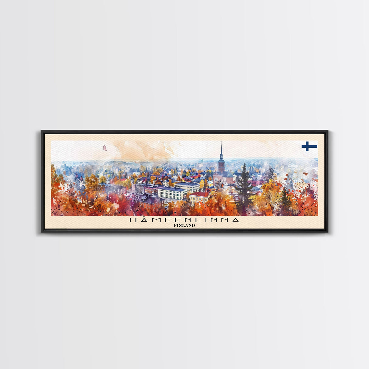 Hameenlinna Finland Travel Art, City Art, Framed Canvas Print or Metal Wall Art, Europe Travel Poster, Panoramic Wall Art, Extra Wide Wall Art