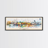 Helsinki Finland Travel Art, City Art, Framed Canvas Print or Metal Wall Art, Europe Travel Poster, Panoramic Wall Art, Extra Wide Wall Art