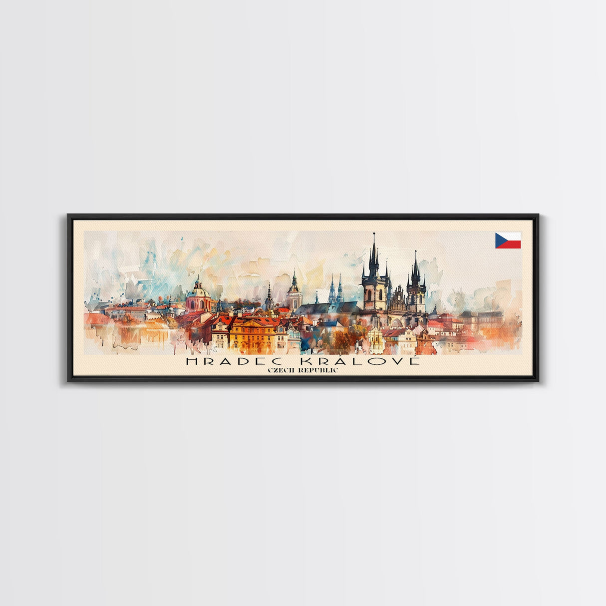 Hradec Czech Republic Travel Art, City Art, Framed Canvas Print or Metal Wall Art, Europe Travel Poster, Panoramic Wall Art, Extra Wide Wall Art