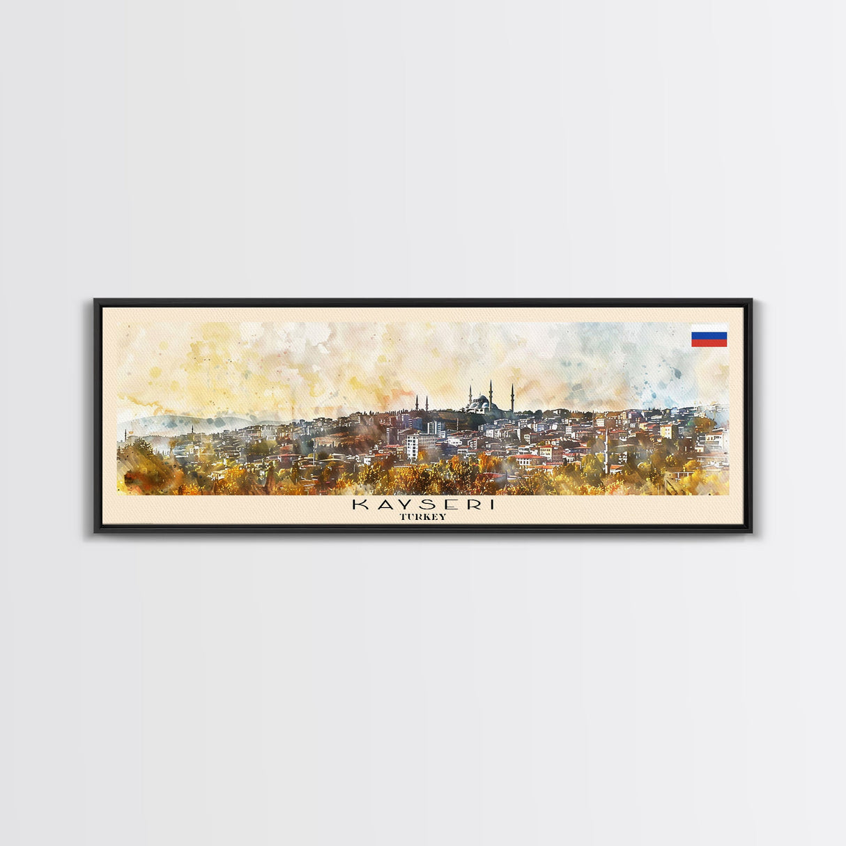 Kayseri Turkey Travel Art, City Art, Framed Canvas Print or Metal Wall Art, Europe Travel Poster, Panoramic Wall Art, Extra Wide Wall Art