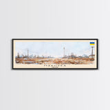 Makiivka Ukraine Panoramic Travel Poster, Framed Canvas Print or Metal Wall Art, Travel Art, Home Decor, Panoramic Painting, Midcentury Art