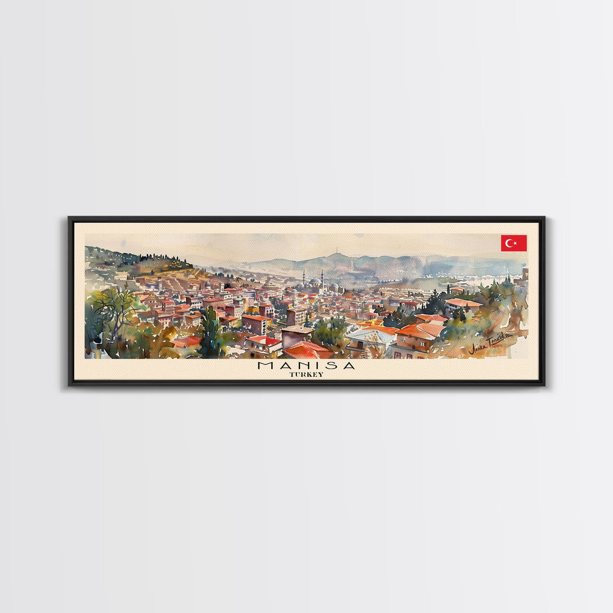 Manisa Turkey Wall Art, Panoramic Travel Poster, Panoramic Framed Canvas Print, City Wall Art, Wall Hanging Home Decor, Travel Art