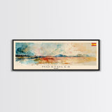 Mostoles Spain Panoramic Travel Poster, Framed Canvas Print or Metal Wall Art, Travel Art, Home Decor, Panoramic Painting, Midcentury Art