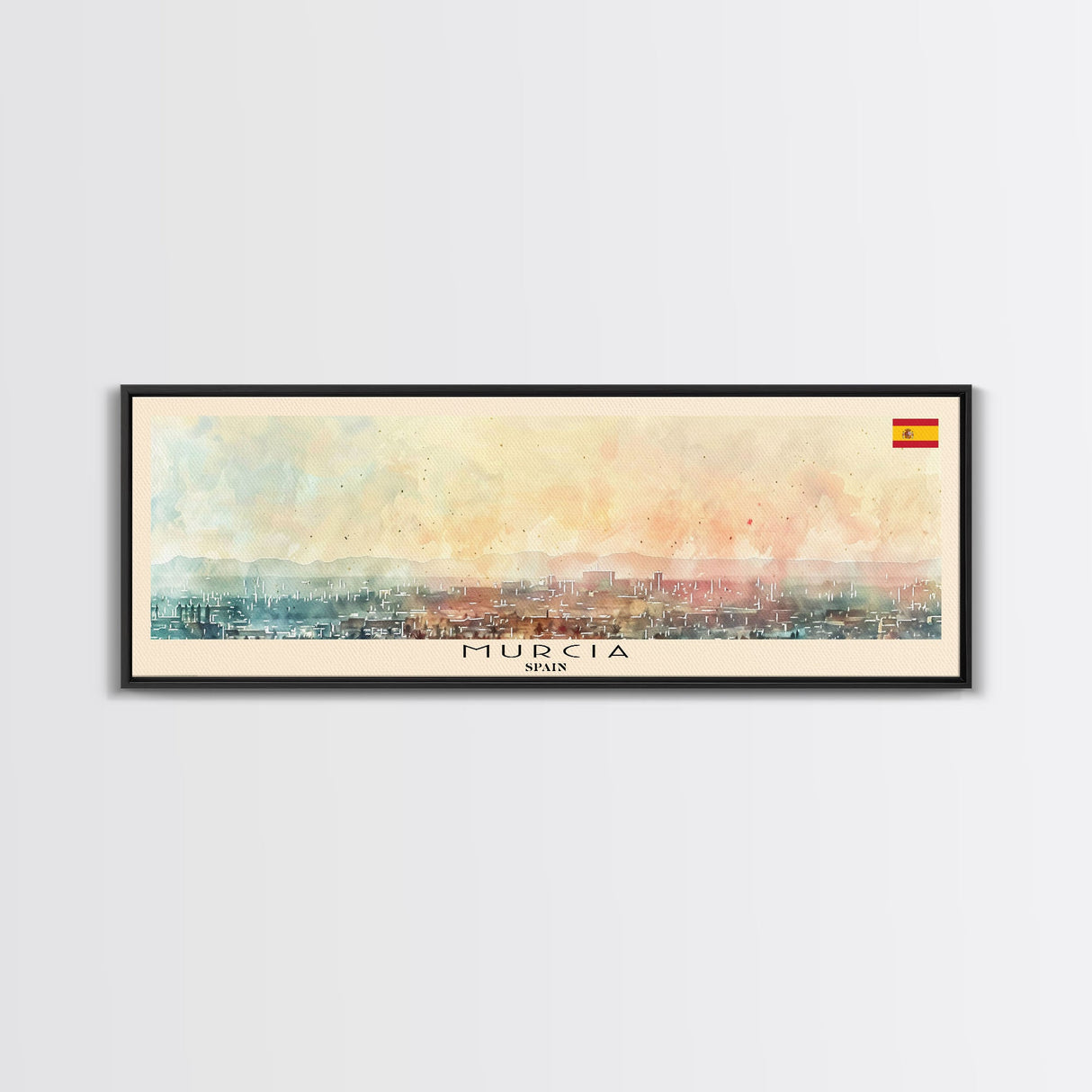 Murcia Spain Travel Art, City Art, Framed Canvas Print or Metal Wall Art, Europe Travel Poster, Panoramic Wall Art, Extra Wide Wall Art