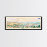 Nalchik Russia Panoramic Travel Poster, Framed Canvas Print or Metal Wall Art, Travel Art, Home Decor, Panoramic Painting, Midcentury Art