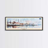 Narva Estonia Panoramic Travel Poster, Framed Canvas Print or Metal Wall Art, Travel Art, Home Decor, Panoramic Painting, Midcentury Art