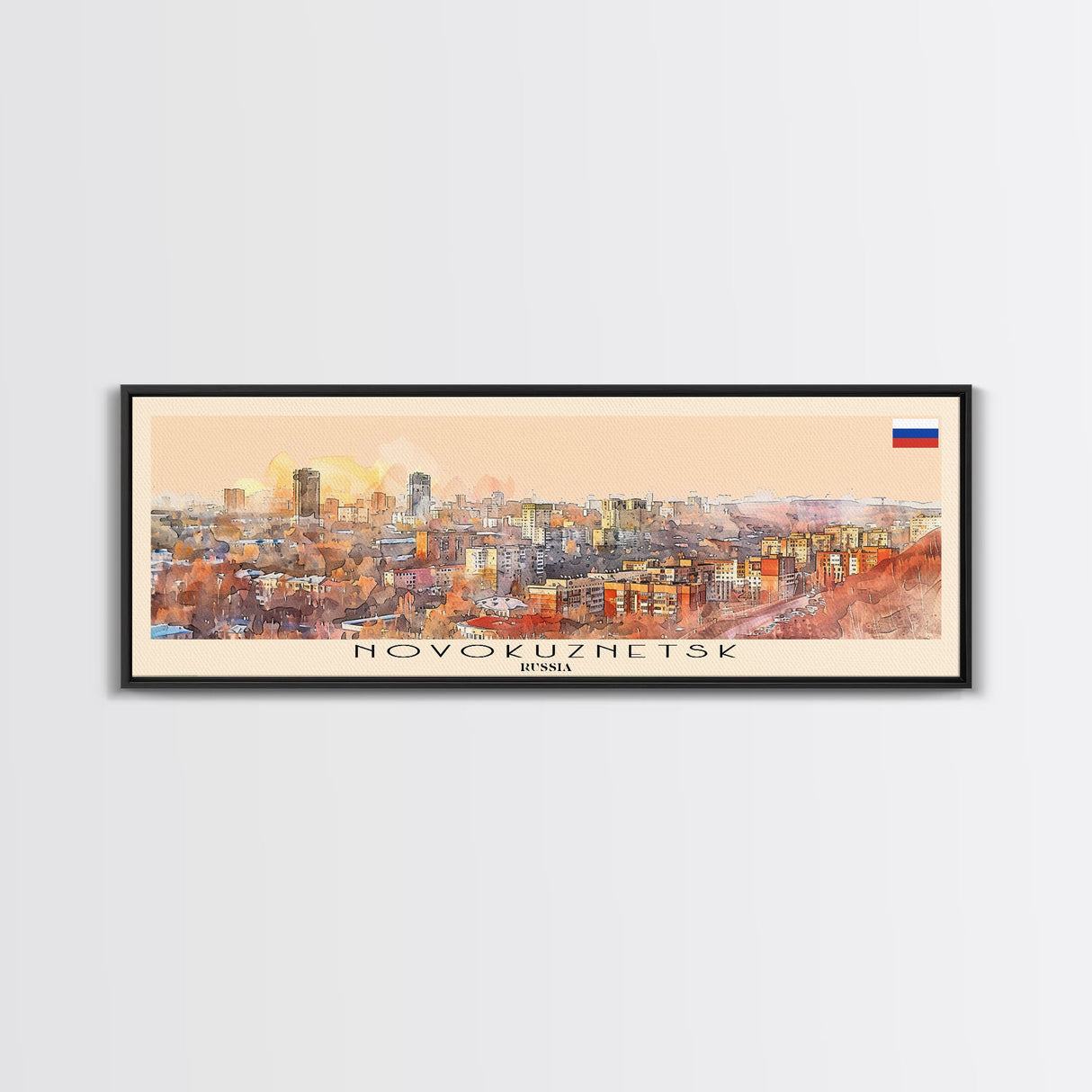 Novokuznetsk Russia Panoramic Travel Poster, Framed Canvas Print or Metal Wall Art, Travel Art, Home Decor, Panoramic Painting, Midcentury Art