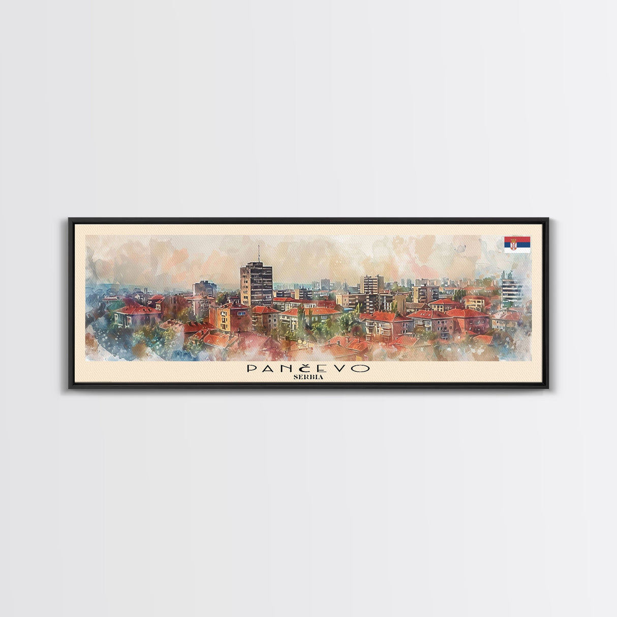 Panevo Serbia Wall Art, Panoramic Travel Poster, Panoramic Framed Canvas Print, City Wall Art, Wall Hanging Home Decor, Travel Art