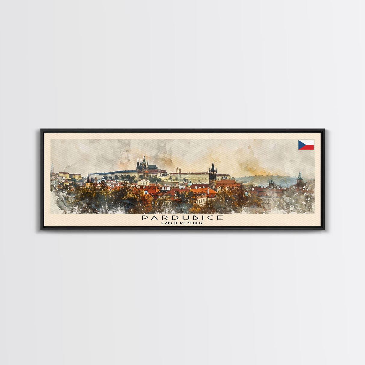 Pardubice Czech Republic Travel Art, City Art, Framed Canvas Print or Metal Wall Art, Europe Travel Poster, Panoramic Wall Art, Extra Wide Wall Art