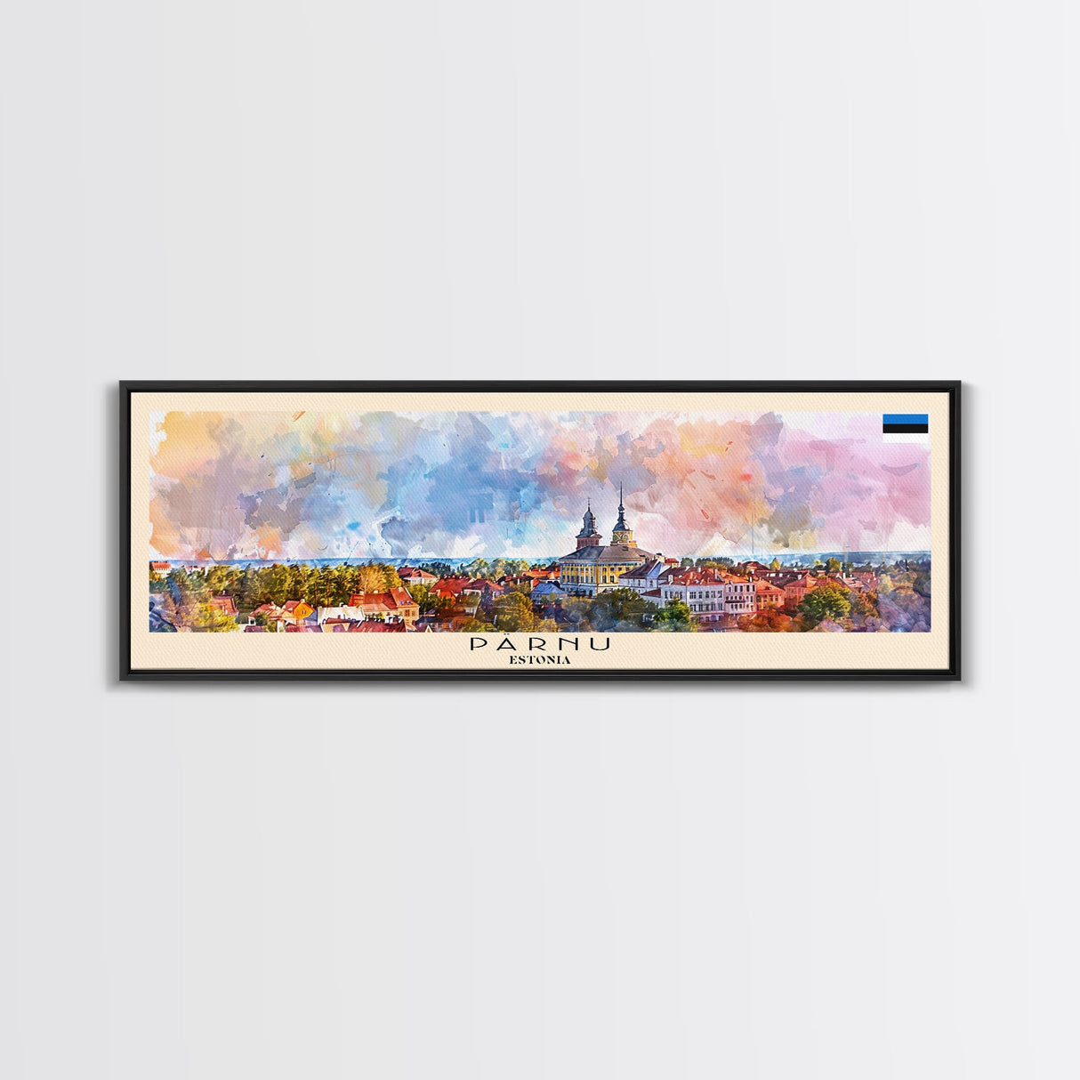 Parnu Estonia Travel Print Wall Art, Panoramic City Art, Travel Art, Wall Decor, Vacation Gift, Framed Canvas Print Or Metal Art