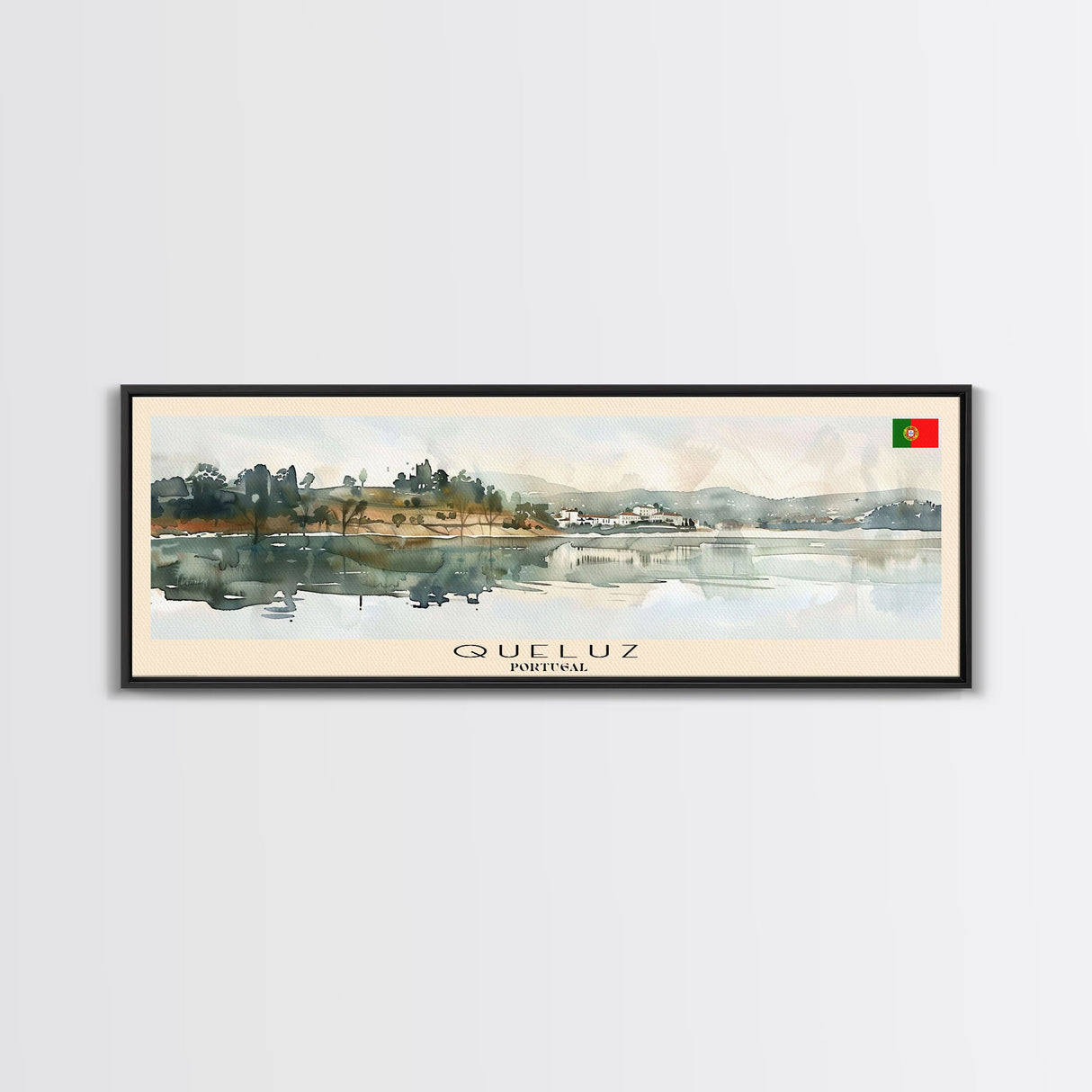 Queluz Portugal Wall Art, Panoramic Travel Poster, Panoramic Framed Canvas Print, City Wall Art, Wall Hanging Home Decor, Travel Art